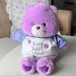 Care Bears Purple Share Bear Talking Plush Toy w/ T-shirt VTG 2003